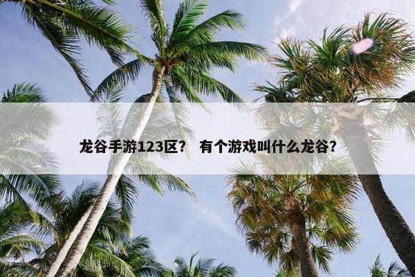龙谷手游123区？ 有个游戏叫什么龙谷？