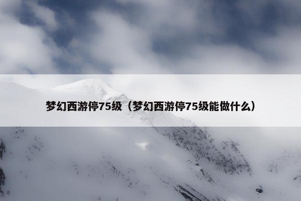 梦幻西游停75级（梦幻西游停75级能做什么）