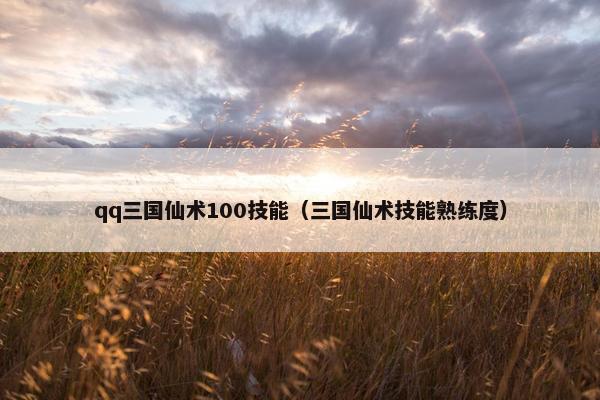 qq三国仙术100技能（三国仙术技能熟练度）