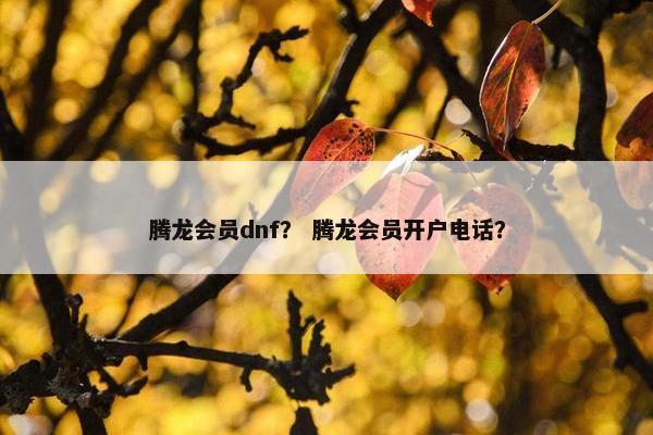 腾龙会员dnf？ 腾龙会员开户电话？
