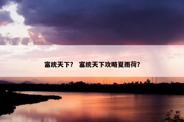富统天下？ 富统天下攻略夏雨荷？