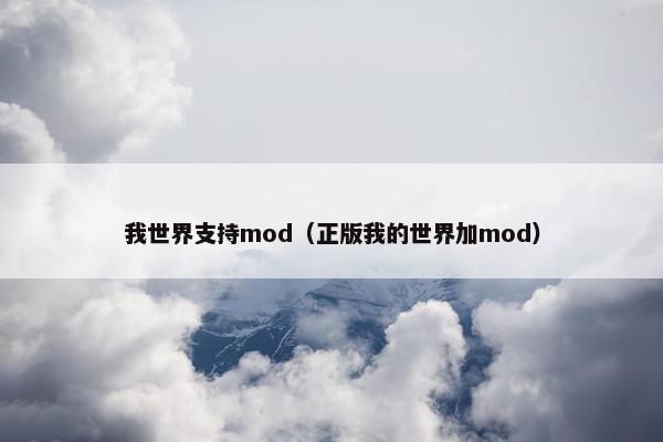 我世界支持mod（正版我的世界加mod）