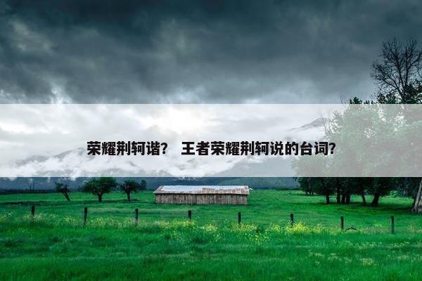 荣耀荆轲谐？ 王者荣耀荆轲说的台词？