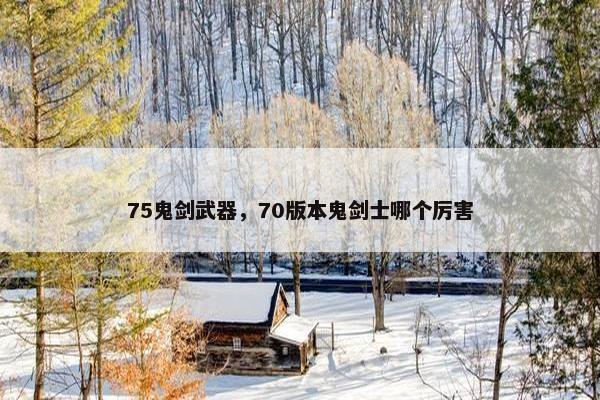 75鬼剑武器，70版本鬼剑士哪个厉害