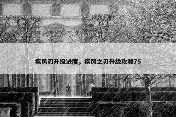 疾风刃升级进度，疾风之刃升级攻略75