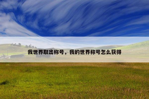 我世界取出称号，我的世界称号怎么获得