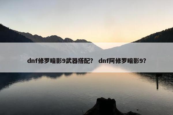 dnf修罗暗影9武器搭配？ dnf阿修罗暗影9？