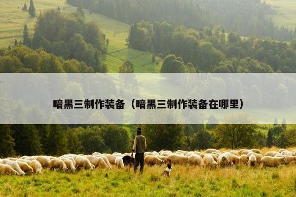 暗黑三制作装备（暗黑三制作装备在哪里）