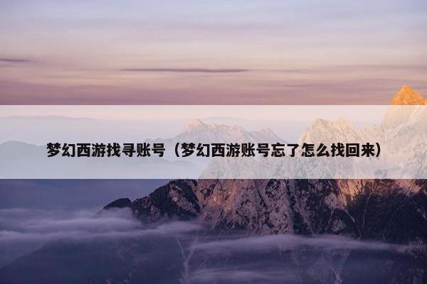 梦幻西游找寻账号（梦幻西游账号忘了怎么找回来）