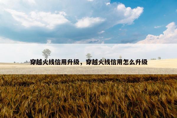 穿越火线信用升级，穿越火线信用怎么升级
