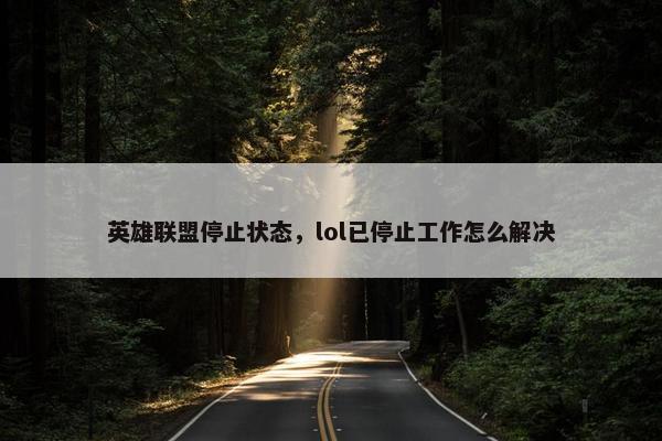 英雄联盟停止状态，lol已停止工作怎么解决