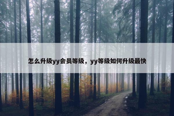 怎么升级yy会员等级，yy等级如何升级最快