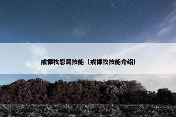 戒律牧恩赐技能（戒律牧技能介绍）