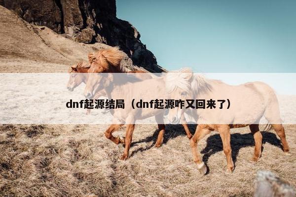dnf起源结局（dnf起源咋又回来了）