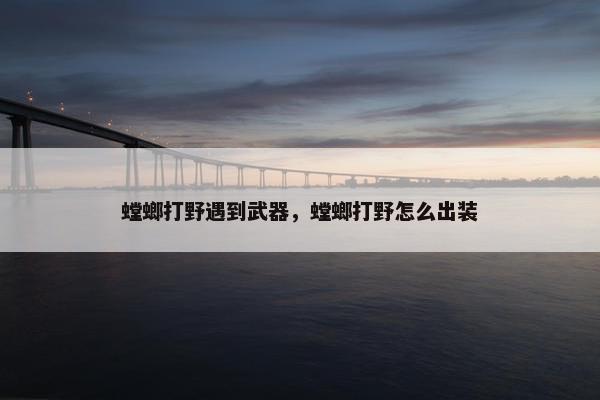螳螂打野遇到武器，螳螂打野怎么出装