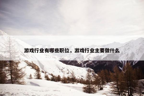 游戏行业有哪些职位，游戏行业主要做什么