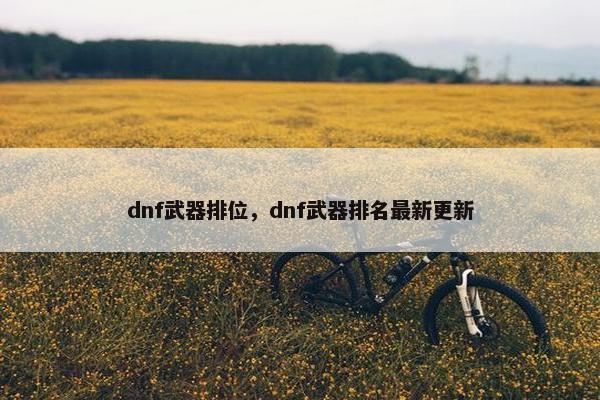 dnf武器排位，dnf武器排名最新更新