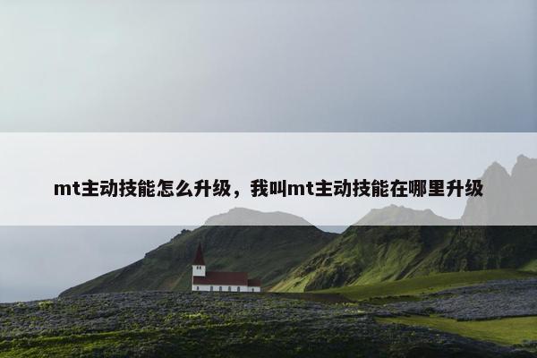 mt主动技能怎么升级，我叫mt主动技能在哪里升级