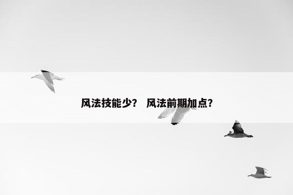 风法技能少？ 风法前期加点？