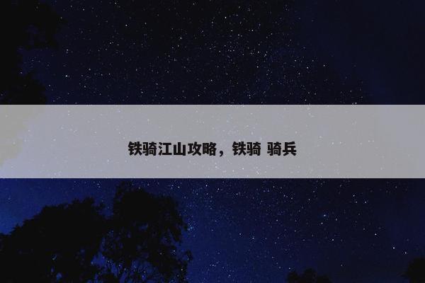 铁骑江山攻略，铁骑 骑兵