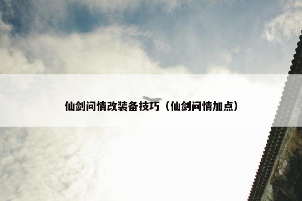 仙剑问情改装备技巧（仙剑问情加点）