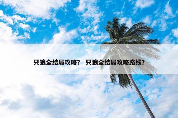 只狼全结局攻略？ 只狼全结局攻略路线？