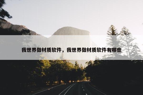 我世界做材质软件，我世界做材质软件有哪些