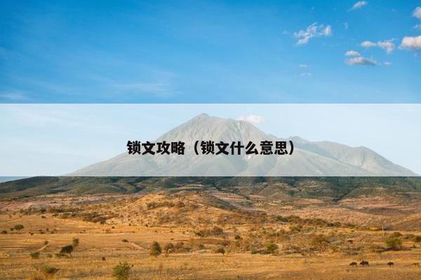 锁文攻略（锁文什么意思）