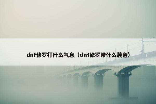 dnf修罗打什么气息（dnf修罗带什么装备）