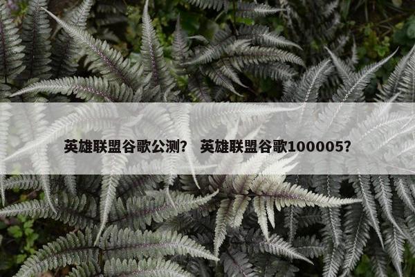 英雄联盟谷歌公测？ 英雄联盟谷歌100005？