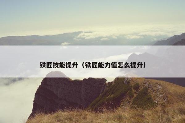 铁匠技能提升（铁匠能力值怎么提升）