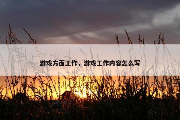 游戏方面工作，游戏工作内容怎么写