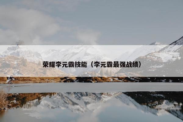 荣耀李元霸技能（李元霸最强战绩）