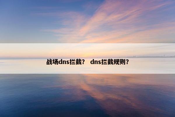 战场dns拦截？ dns拦截规则？