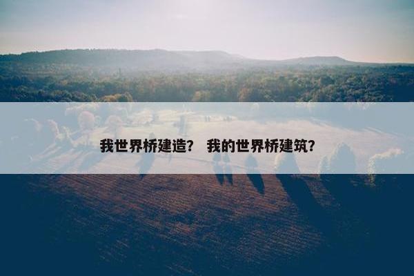 我世界桥建造？ 我的世界桥建筑？