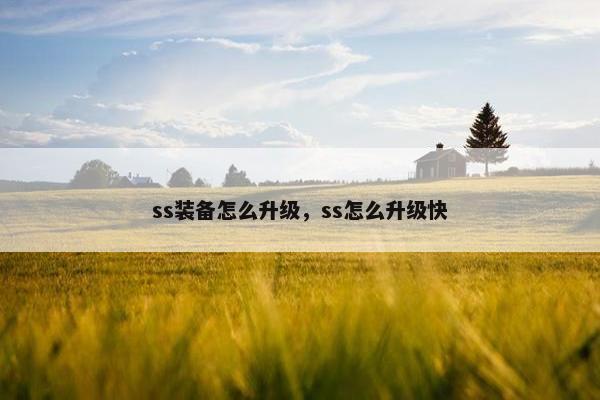 ss装备怎么升级，ss怎么升级快