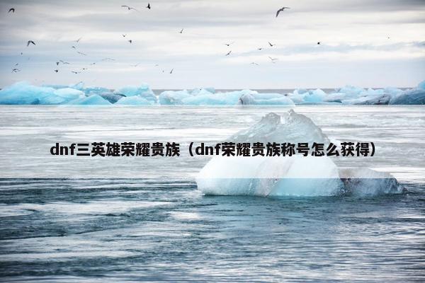 dnf三英雄荣耀贵族（dnf荣耀贵族称号怎么获得）