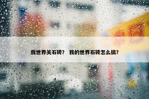 我世界关石砖？ 我的世界石砖怎么搞？
