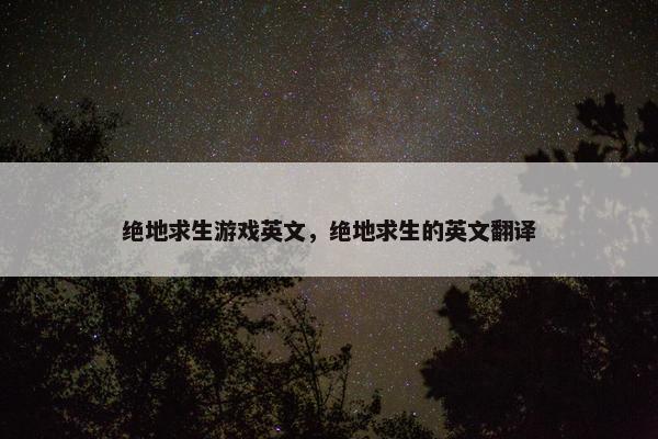 绝地求生游戏英文，绝地求生的英文翻译
