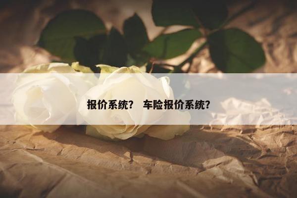 报价系统？ 车险报价系统？