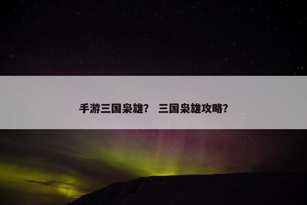 手游三国枭雄？ 三国枭雄攻略？