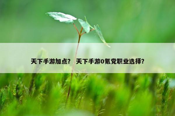 天下手游加点？ 天下手游0氪党职业选择？