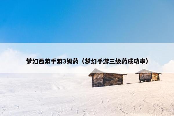 梦幻西游手游3级药（梦幻手游三级药成功率）
