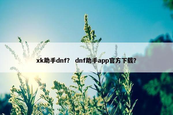 xk助手dnf？ dnf助手app官方下载？
