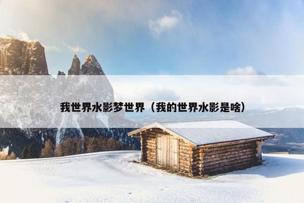我世界水影梦世界（我的世界水影是啥）