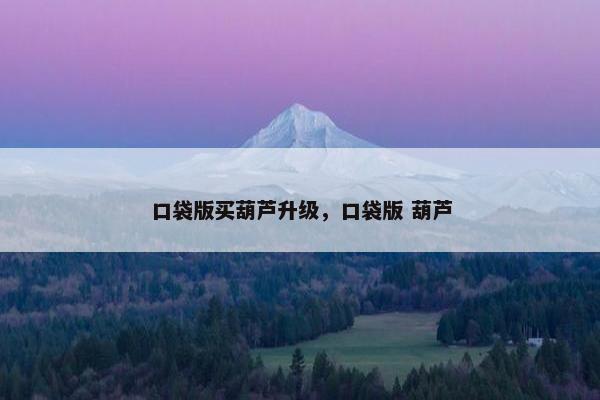 口袋版买葫芦升级，口袋版 葫芦