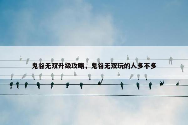 鬼谷无双升级攻略，鬼谷无双玩的人多不多