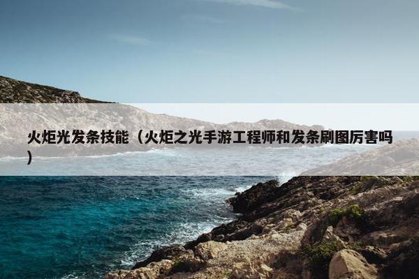 火炬光发条技能（火炬之光手游工程师和发条刷图厉害吗）