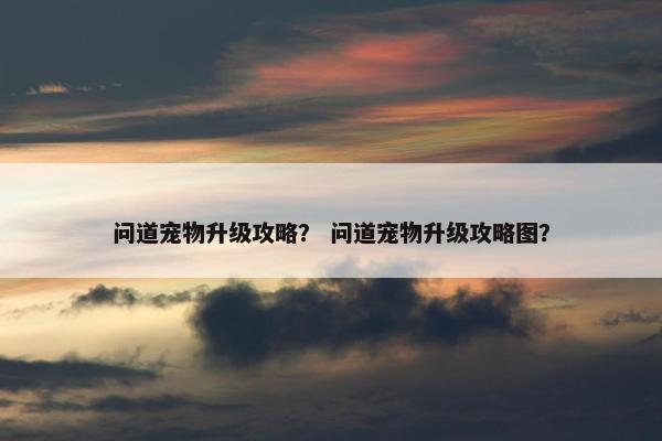 问道宠物升级攻略？ 问道宠物升级攻略图？