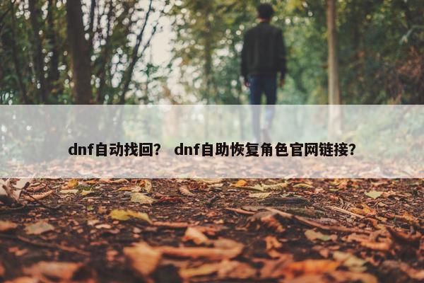 dnf自动找回？ dnf自助恢复角色官网链接？